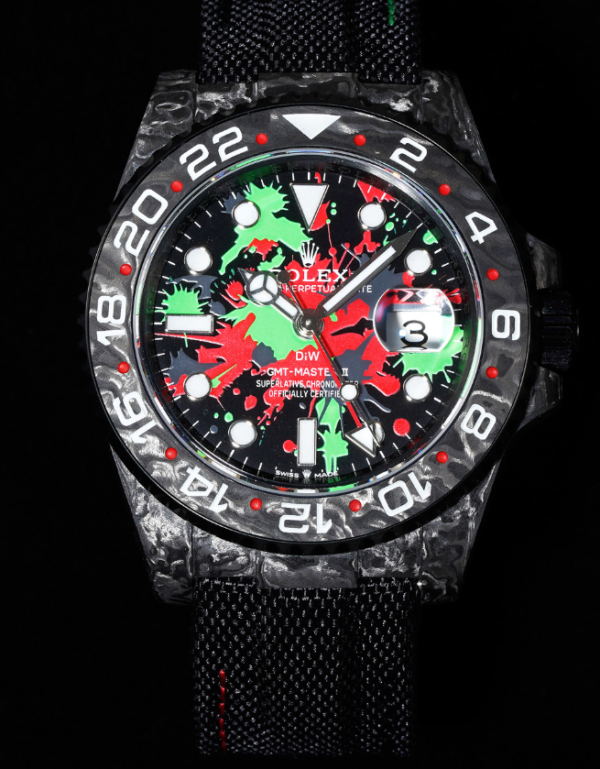 VSファクトリー製 ロレックス GMTマスターII「DiW カーボンスプラッター」フォージドカーボンファイバー (カスタムエディション) 1:1スーパークローン - 丹東3285ムーブメント搭載