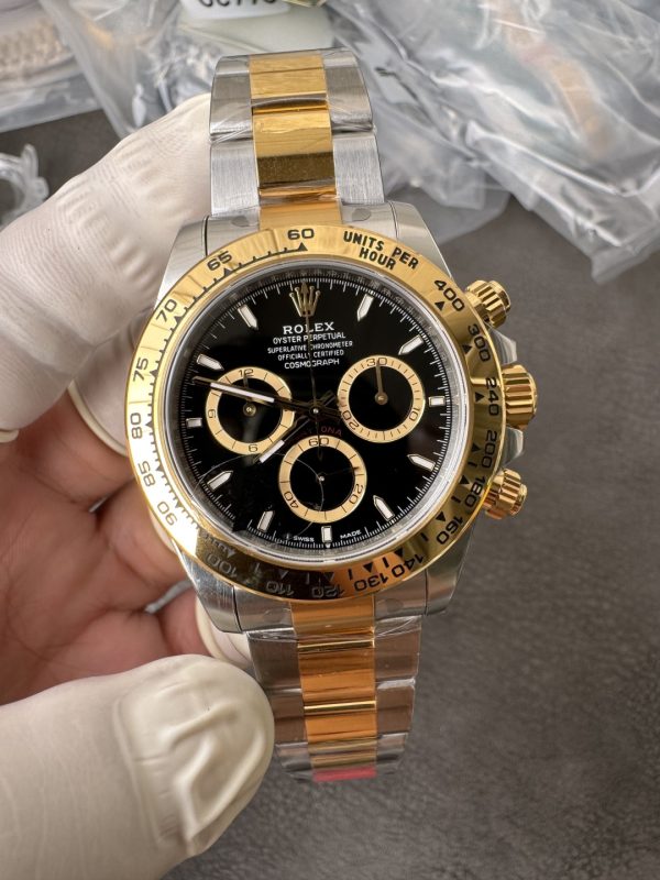 VSファクトリー製 ロレックス コスモグラフ デイトナ ツートン イエローゴールド ブラック文字盤 (126503) 1:1スーパークローン - 丹東4131ムーブメント搭載