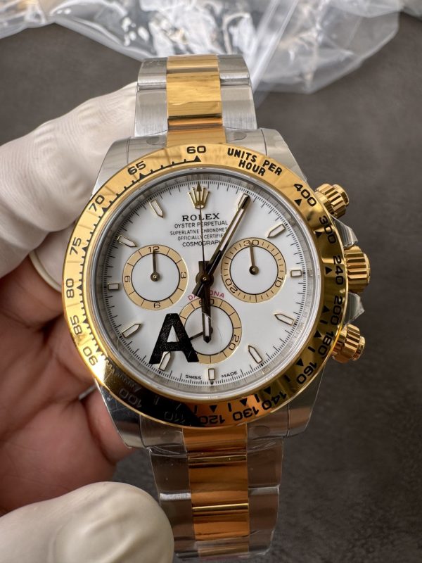VSファクトリー製 ロレックス コスモグラフ デイトナ ツートン イエローゴールド ホワイト文字盤 (126503) 1:1スーパークローン - 丹東4131ムーブメント搭載