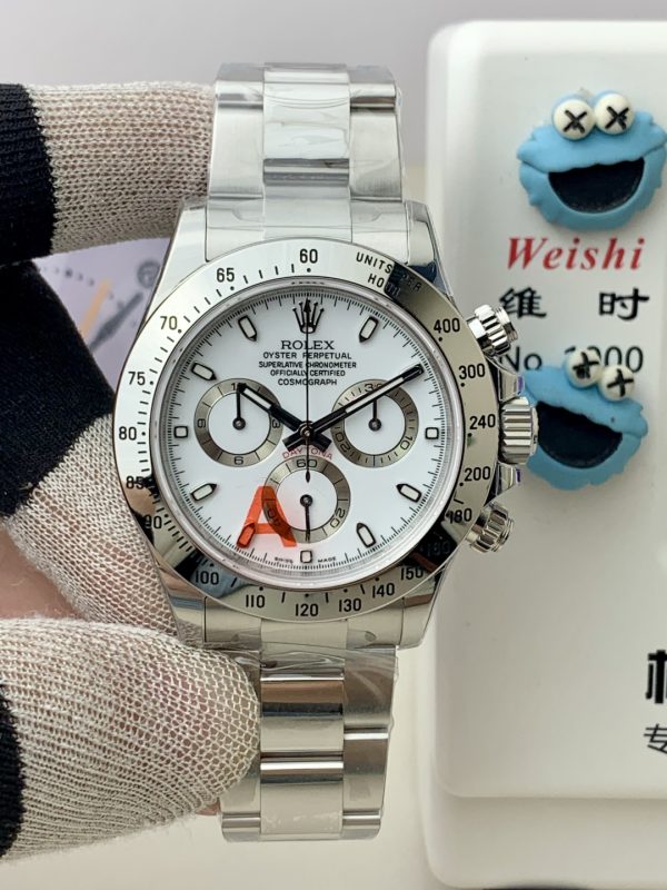 VSファクトリー製 ロレックス コスモグラフ デイトナ ホワイト文字盤 スチールベゼル (116520) 1:1スーパークローン - 丹東4130ムーブメント搭載