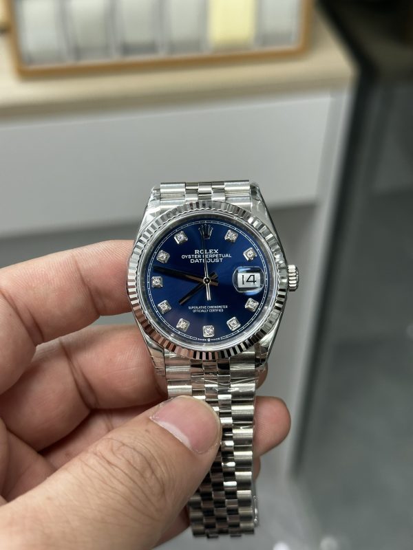 VSファクトリー製 ロレックス デイトジャスト 36mm サンバースト ブルー ダイヤモンド文字盤 ジュビリーブレスレット (126234) 1:1スーパークローン - 丹東3235ムーブメント搭載