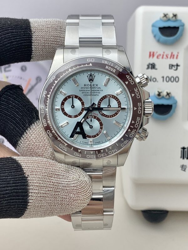 VSファクトリー製 ロレックス コスモグラフ デイトナ「プラトナ」アイスブルー バゲットダイヤモンド文字盤 (126506) 1:1スーパークローン - 丹東4131ムーブメント搭載