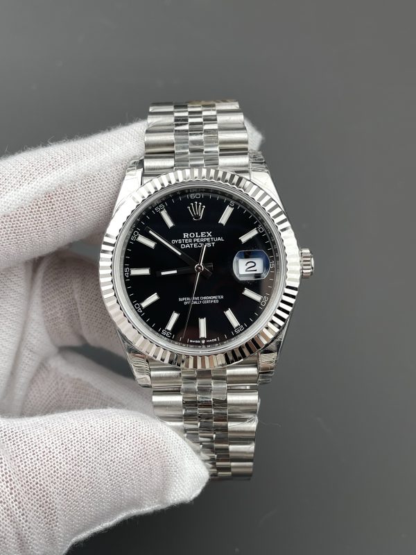 VSファクトリー製 ロレックス デイトジャスト 41mm ディープブラック文字盤 フルーテッドベゼル ジュビリーブレスレット (126334) 1:1スーパークローン - 丹東3235ムーブメント搭載