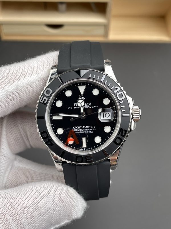 VSファクトリー製 ロレックス ヨットマスター 42mm ホワイトゴールド ブラック文字盤 セラミックベゼル オイスターフレックス ストラップ (226659) 1:1スーパークローン - 丹東3235ムーブメント搭載