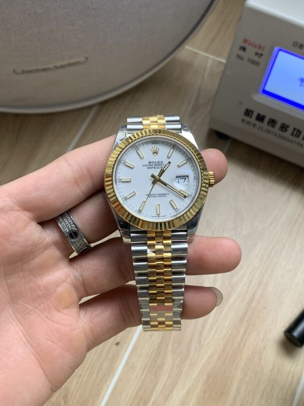 VSファクトリー製 ロレックス デイトジャスト 41mm ツートン イエローゴールド ホワイト文字盤 ジュビリーブレスレット (126333) 1:1スーパークローン - 丹東3235ムーブメント搭載