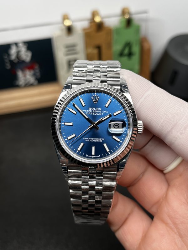 VSファクトリー製 ロレックス デイトジャスト 36mm サンバースト ブルー文字盤 ジュビリーブレスレット (126234) 1:1スーパークローン - 丹東3235ムーブメント搭載