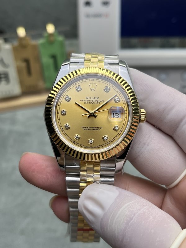 VSファクトリー製 ロレックス デイトジャスト 41mm シャンパン ダイヤモンド文字盤 フルーテッドベゼル ジュビリーブレスレット (126333) 1:1スーパークローン - 丹東3235ムーブメント搭載