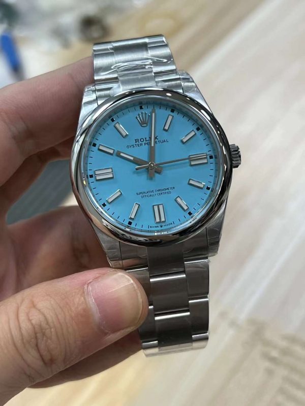 VSファクトリー製 ロレックス オイスター パーペチュアル 41mm ターコイズブルー「ティファニー」文字盤 スムースベゼル オイスターブレスレット (124300) 1:1スーパークローン - 丹東3230ムーブメント搭載