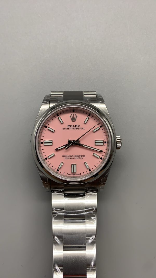 VSファクトリー製 ロレックス オイスターパーペチュアル 36mm「キャンディピンク」(126000) 1:1スーパークローン - 丹東3230ムーブメント搭載